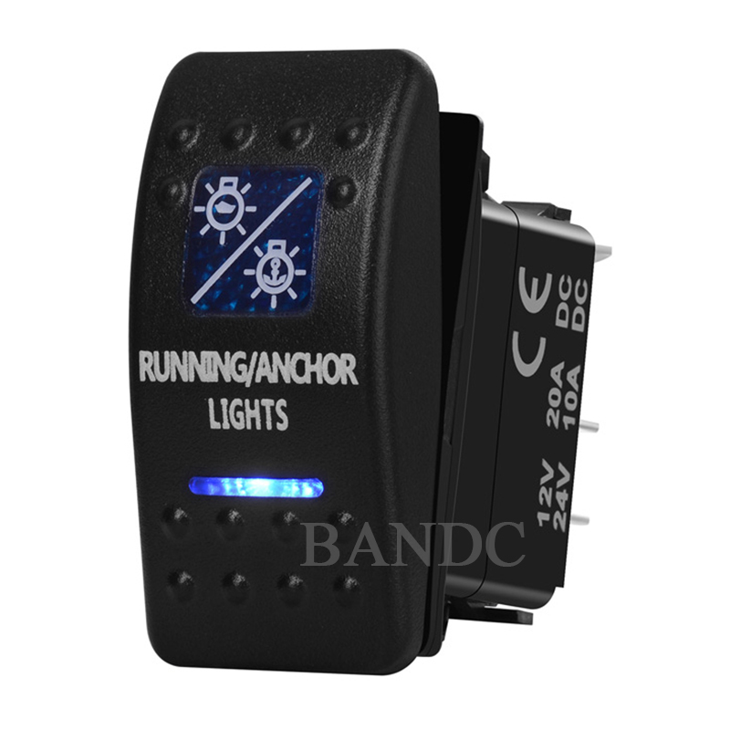 Fishing Boat Anchor - Blue Led Running/Anchor Light Rocker Switch