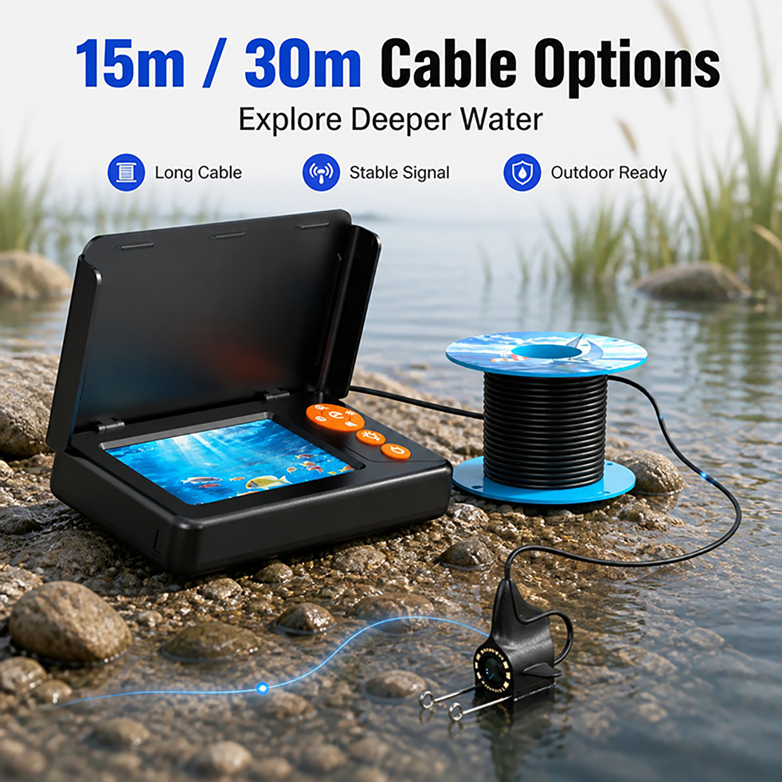 Fishing Boat Depth Finder - 1080P HD Underwater Camera Fish Finder