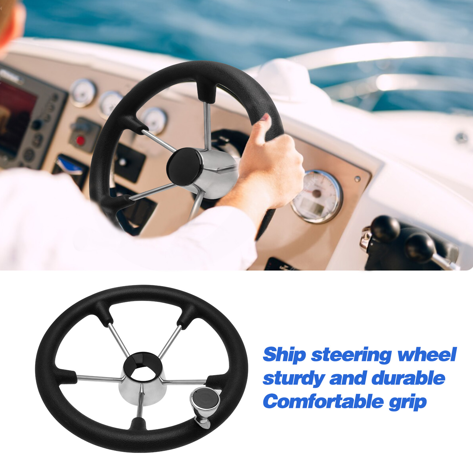 13.5’’ 5-Spoke Stainless Steel - Fishing Boat Steering Wheel review and price