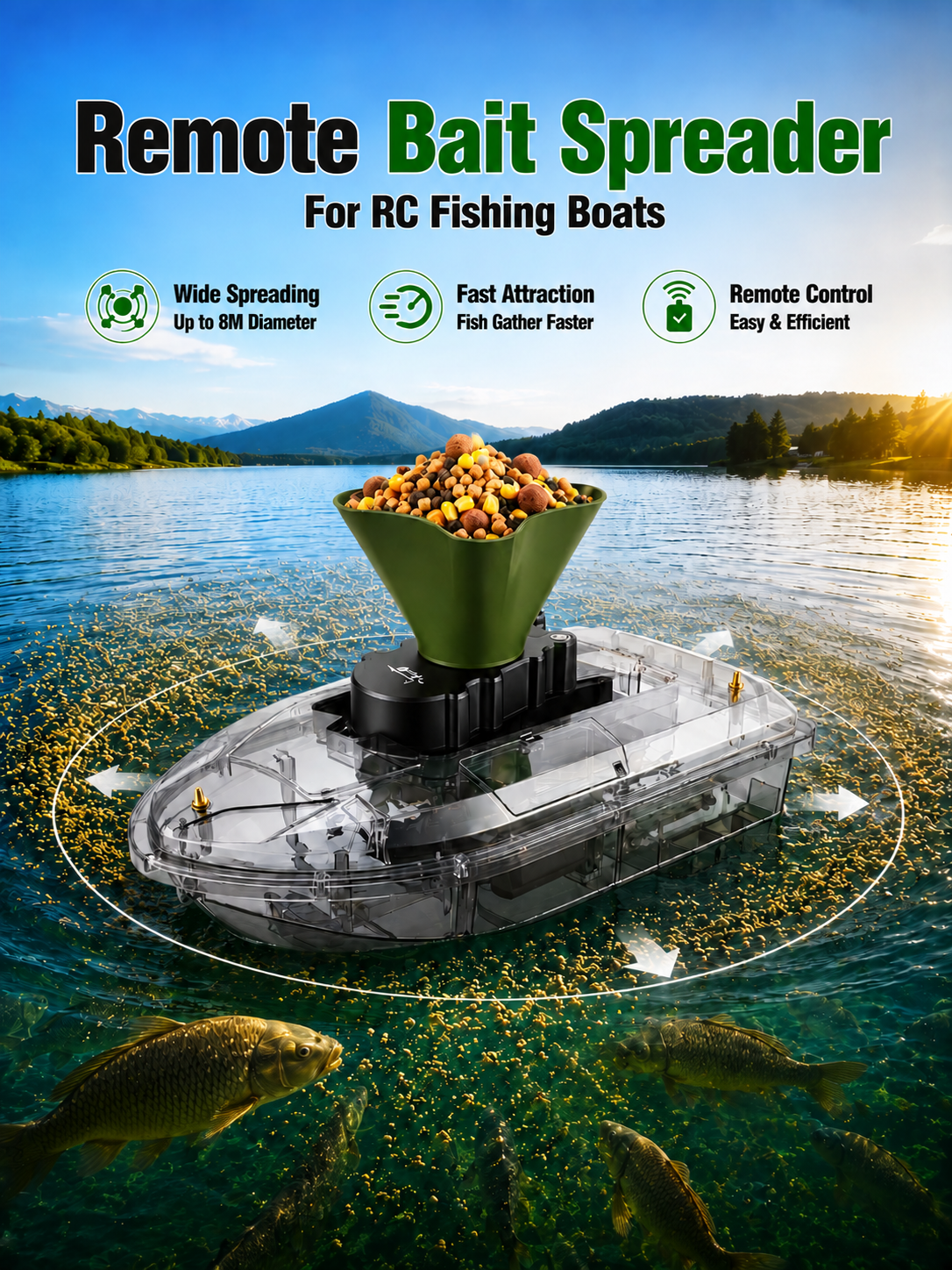 Remote Bait Spreader for RC Fi - Fishing Boat Oar review and price