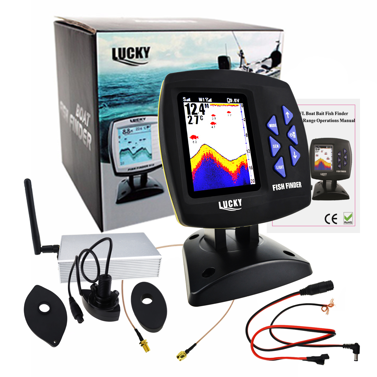 LUCKY Fishfinder 300m/ 980ft F - Fishing Boat Depth Finder review and price
