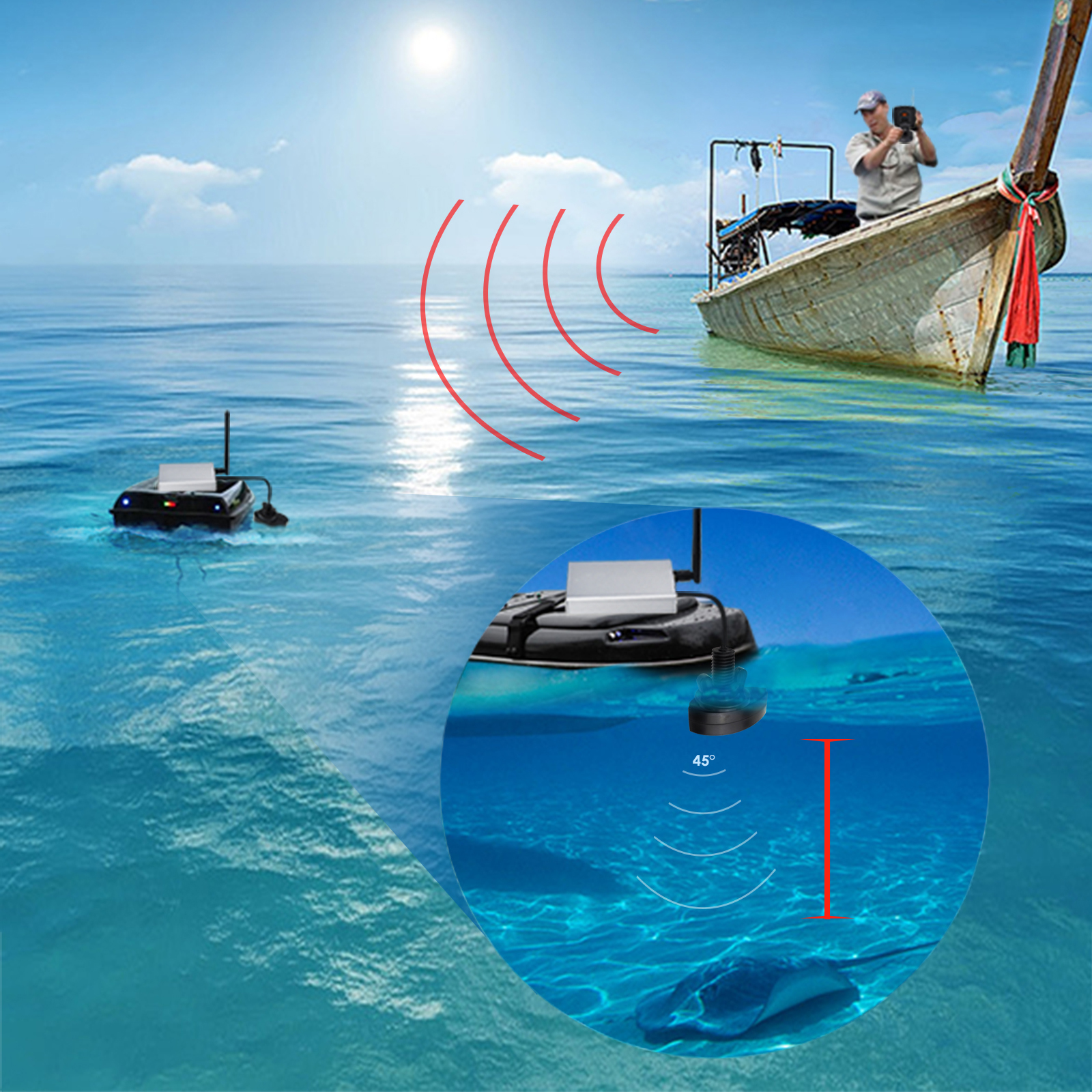 LUCKY Fishfinder 300m/ 980ft F - Fishing Boat Depth Finder review and price
