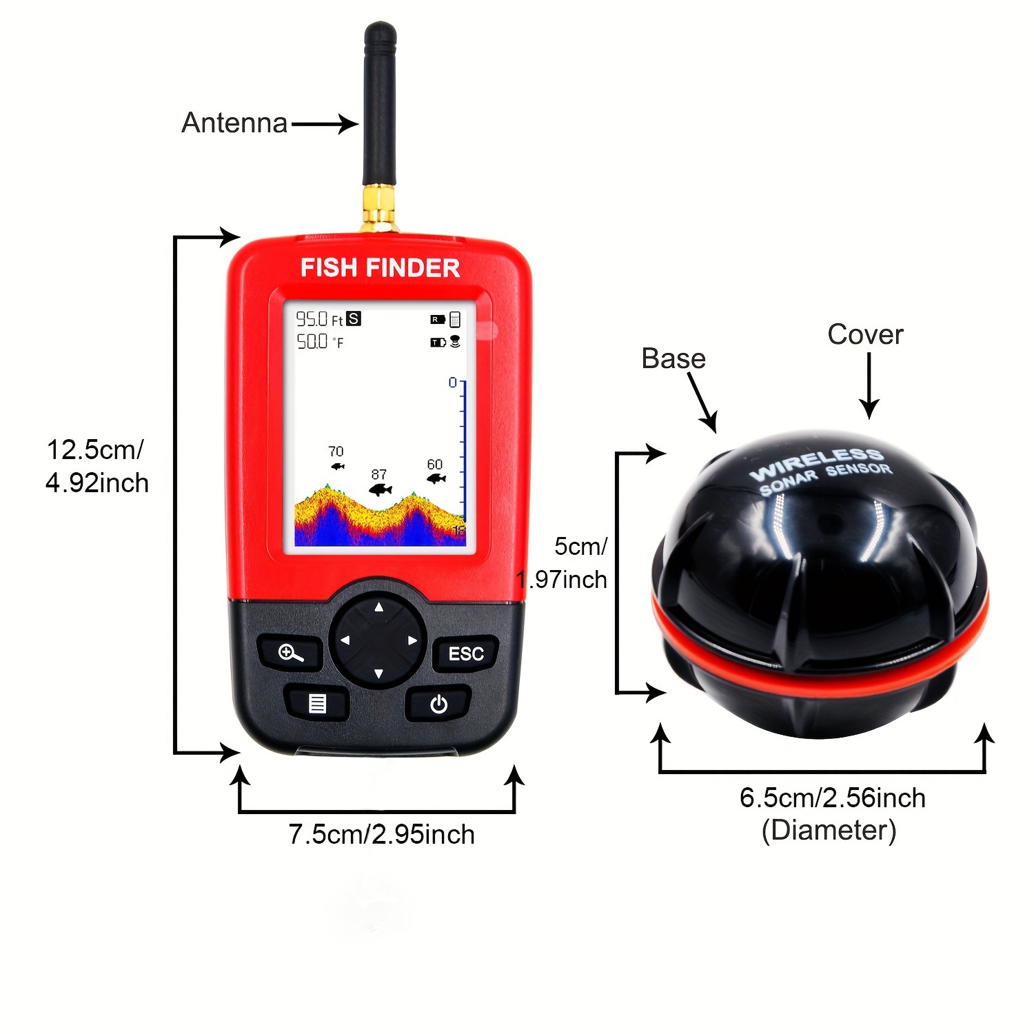 Portable Fish Finder, With Wir - Fishing Boat Depth Finder review and price