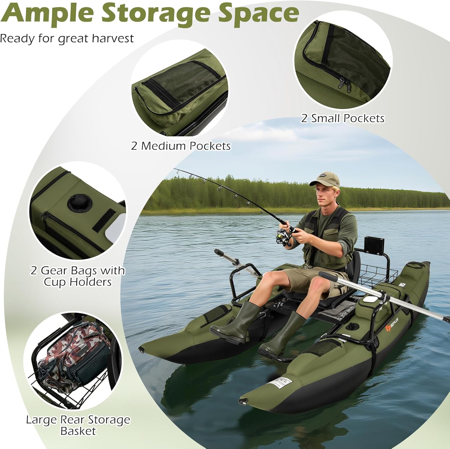 Adult Inflatable Belly Boat wi - Fishing Boat Seat review and price