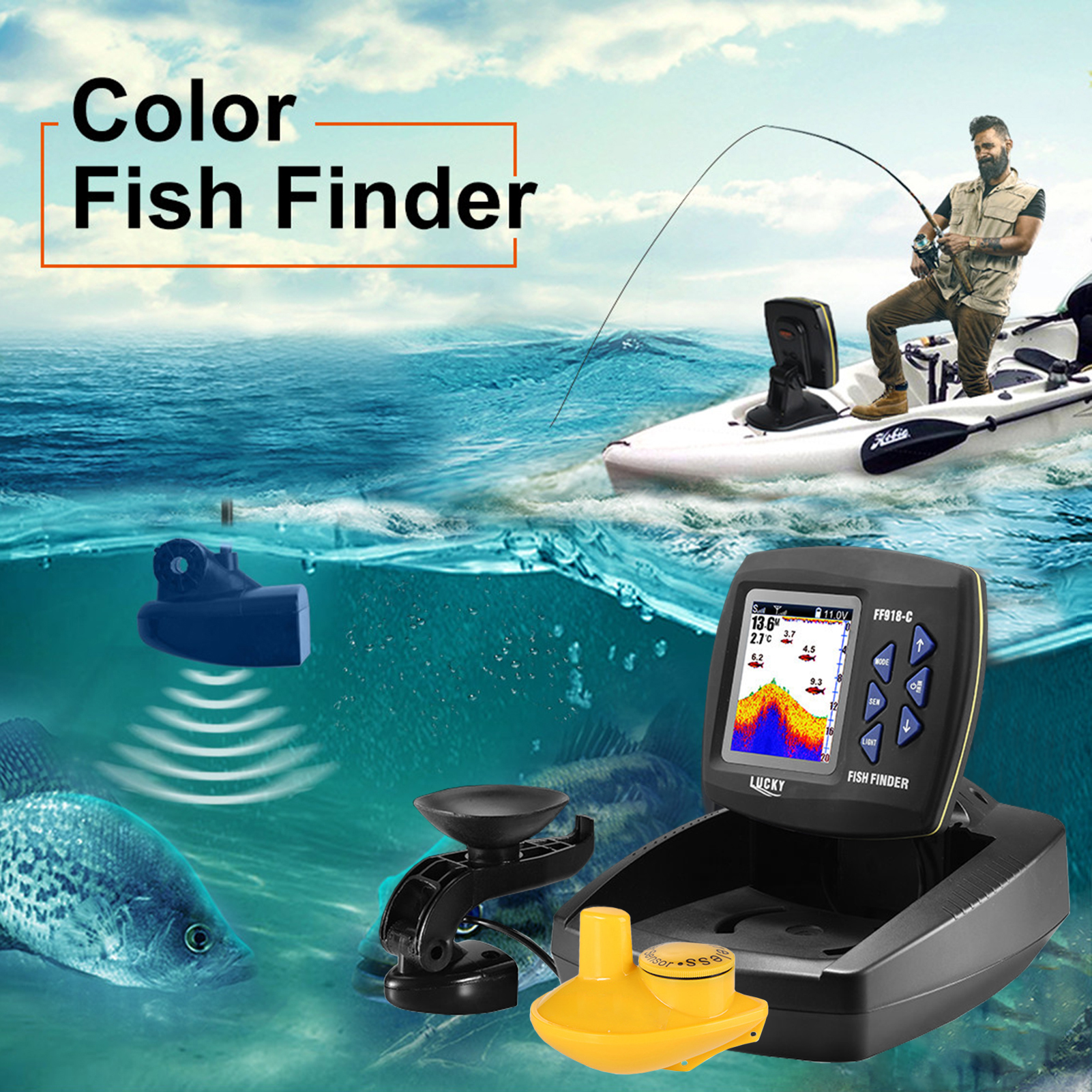 Portable Fish Finder Wireless  - Fishing Boat Depth Finder review and price