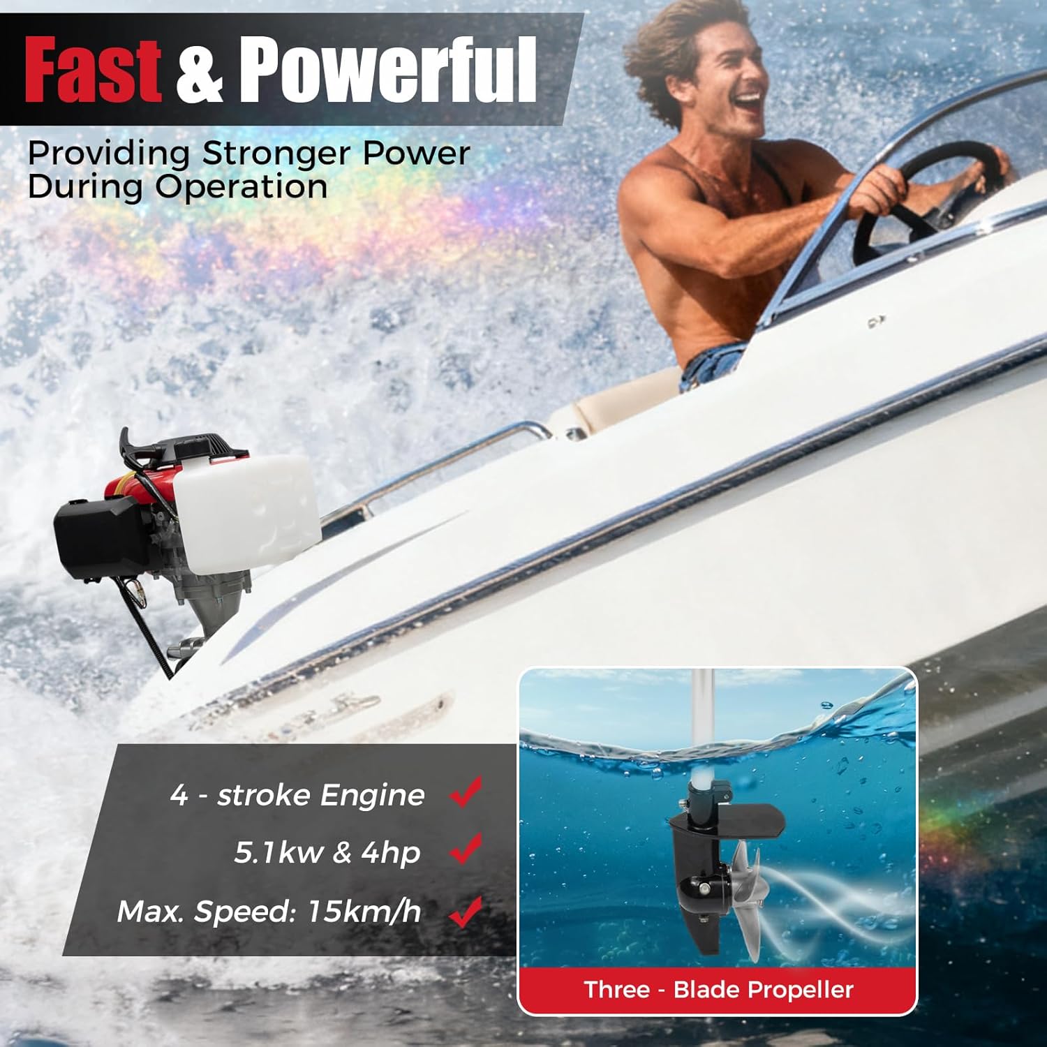 4HP Outboard Motor, 4 Stroke 5 - Fishing Boat Outboard Motor review and price