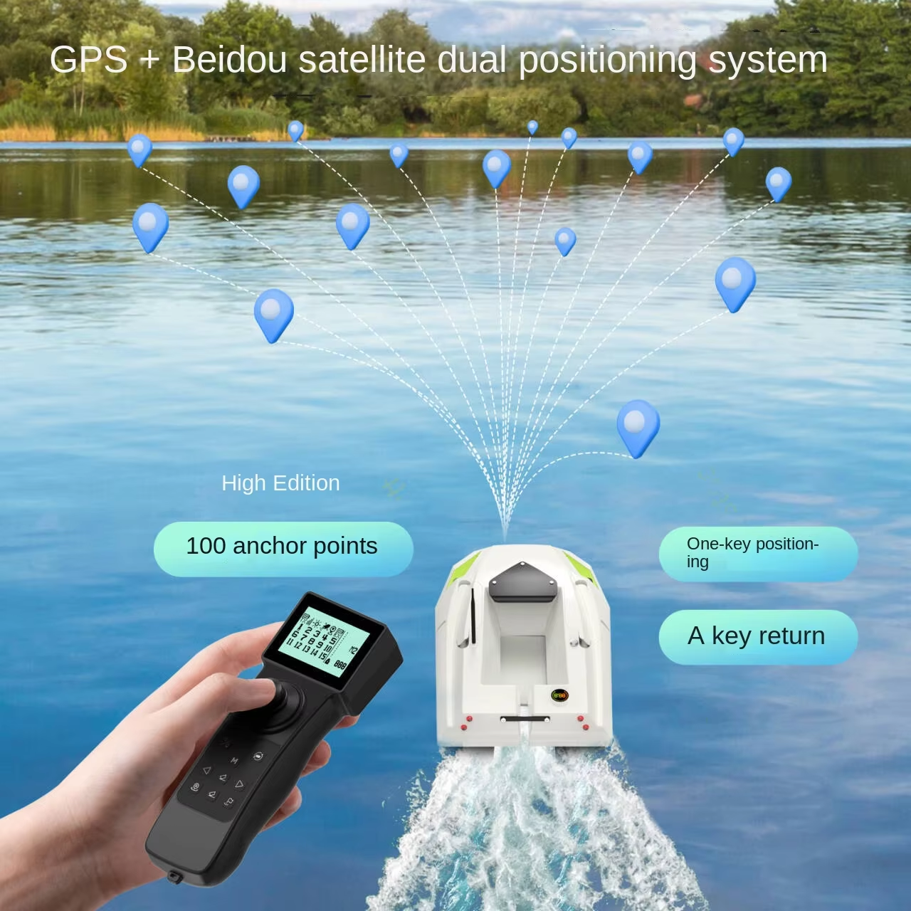 12V GPS RC Bait Boat 100 Posit - Fishing Boat Gps review and price