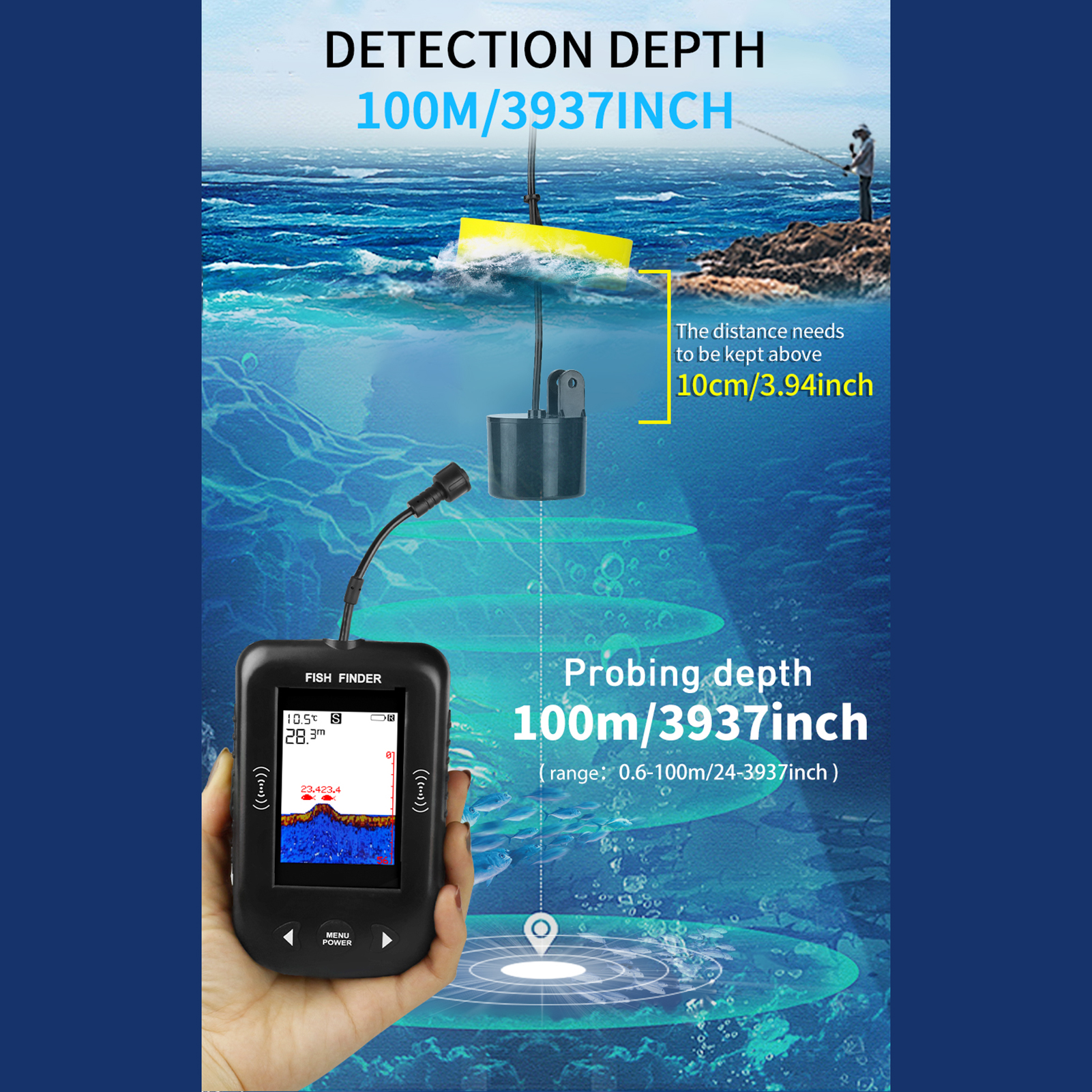 Sonar Finder Handheld Fish Tra - Fishing Boat Depth Finder review and price