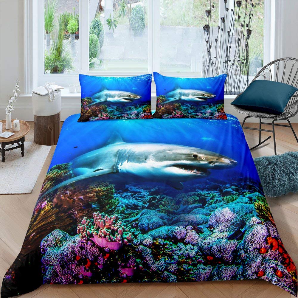 Fish Duvet Cover Set Ocean Bed - Fishing Boat Cover review and price